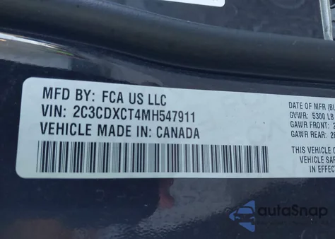 2021 Dodge Charger R/T Rwd from USA, damaged, VIN 2C3CDXCT4MH547911
